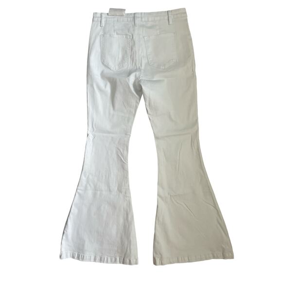 Pink Lily‎ Plus Button Fly Bright White Super Flare Stretchy Pants Size 17 - Picture 5 of 9